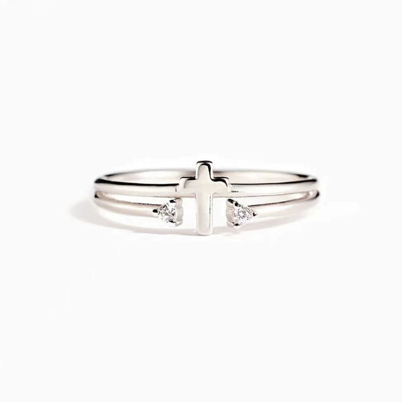 Women's Simple Geometric Copper Zircon Inlaid Ring