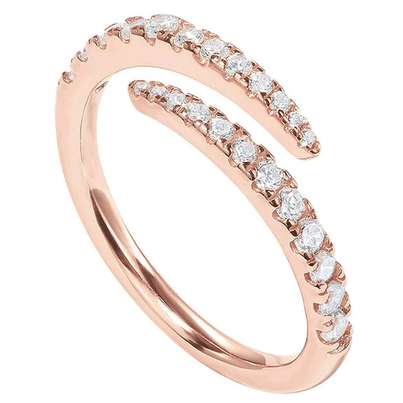Women's Simple Geometric Copper Zirconia Ring Minimalist Style Open Adjustable
