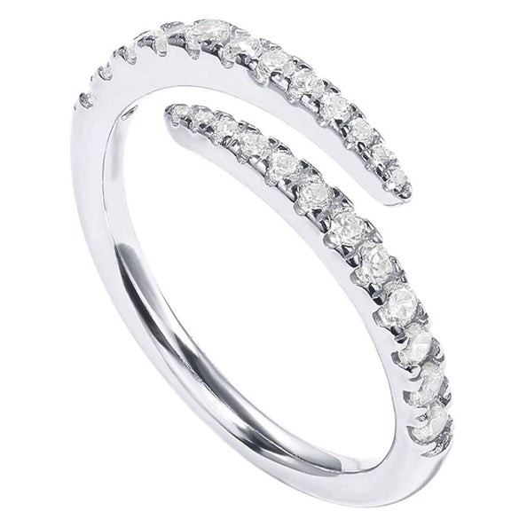 Women's Simple Geometric Copper Zirconia Ring Minimalist Style Open Adjustable