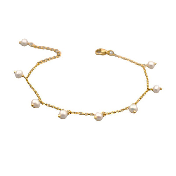 Women's Simple Geometric Freshwater Pearl Titanium Steel Bracelet And Anklet