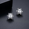 Women's Simple Geometric Imitation Pearl And Zircon Electroplated Copper Earrings With Steel Posts