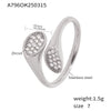 Women's Simple Geometric Irregular High Texture Zircon Design Opening 316L Stainless Steel Gold Plated Finger Ring