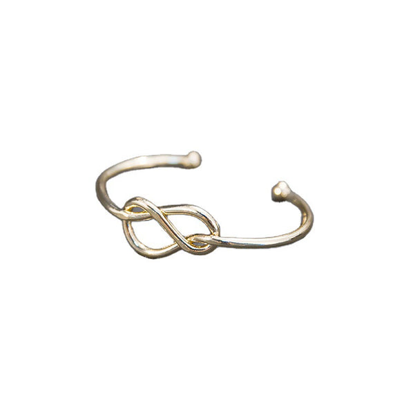 Women's Simple Geometric Knot Open Bracelet Gold Plated Copper Bangle With Figure Eight Shape Business Style