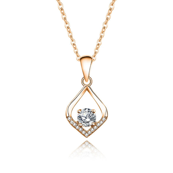 Women's Simple Geometric Moissanite Diamond Silver Water Drops Necklace With Cross Chain