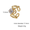 Women's Simple Geometric Open Ring In Stainless Steel With Gold Tone Electroplating And Zircon Inlay
