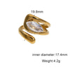 Women's Simple Geometric Open Ring In Stainless Steel With Gold Tone Electroplating And Zircon Inlay