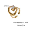 Women's Simple Geometric Open Ring In Stainless Steel With Gold Tone Electroplating And Zircon Inlay