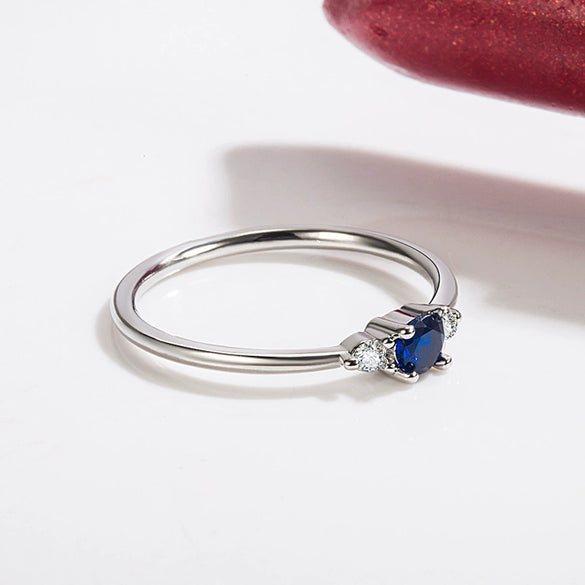 Women's Simple Geometric Ring With Blue Stone Accent Electroplated Copper Fashion Jewelry