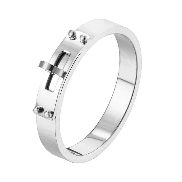 Women's Simple Geometric Round Buckle Ring Titanium Steel 14K Gold Electroplated Accessories