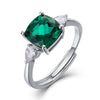 Women's Simple Geometric S925 Silver Ring With Cultivating Emeralds And Gold Plated Artificial Gemstones Inlay