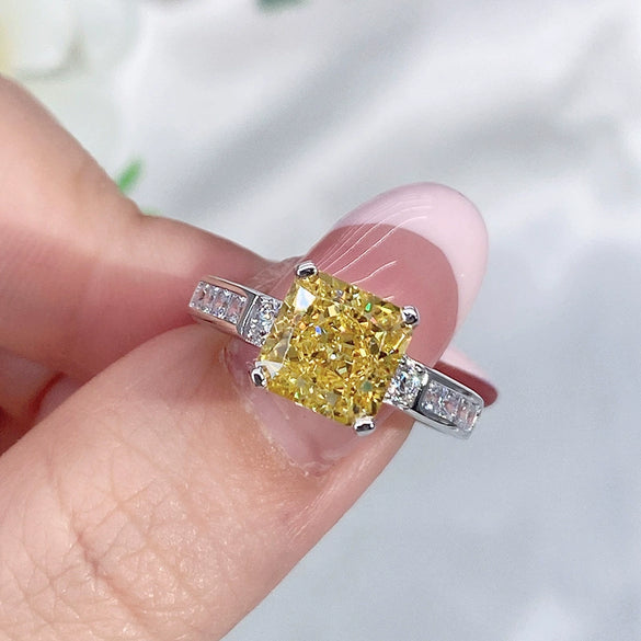 Women's Simple Geometric 925 Silver Ring Set With Diamonds