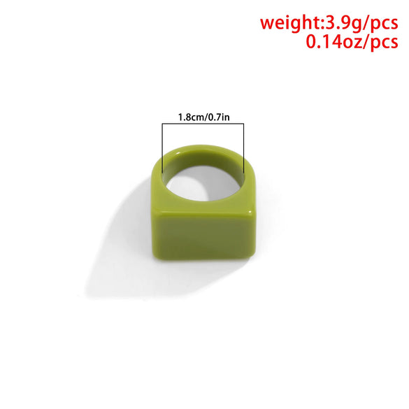 Women's Simple Geometric Square Wide Edge Acrylic And Resin Ring