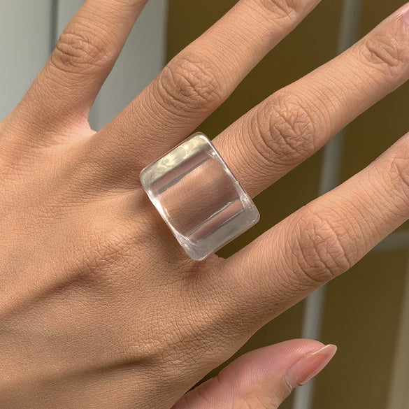 Women's Simple Geometric Square Wide Edge Acrylic And Resin Ring