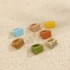 Women's Simple Geometric Square Wide Edge Acrylic And Resin Ring