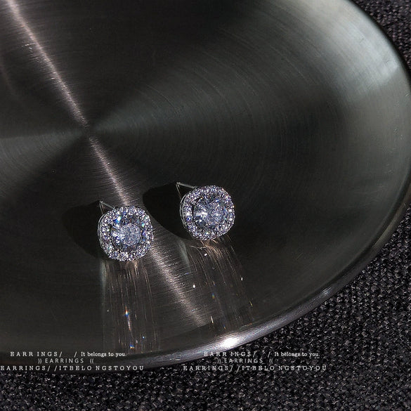 Women's Simple Geometric Square Zircon Earrings With S925 Silver Needles Micro Inlay Fashion Stud Earrings