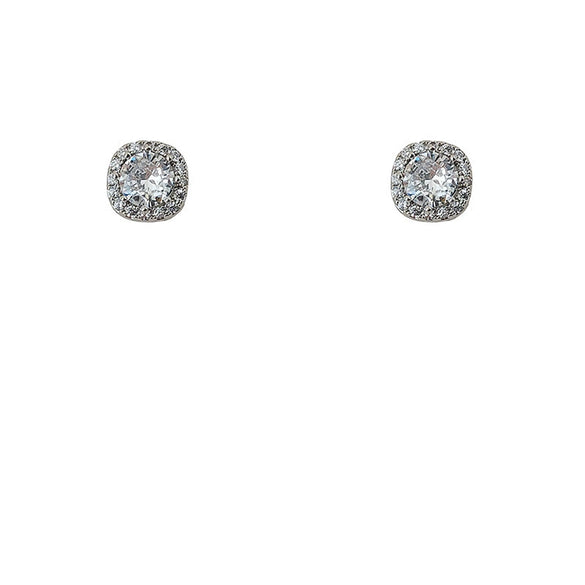Women's Simple Geometric Square Zircon Earrings With S925 Silver Needles Micro Inlay Fashion Stud Earrings