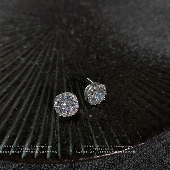 Women's Simple Geometric Square Zircon Earrings With S925 Silver Needles Micro Inlay Fashion Stud Earrings