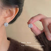Women's Simple Geometric Square Zircon Earrings With S925 Silver Needles Micro Inlay Fashion Stud Earrings