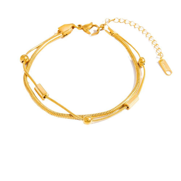 Women's Simple Geometric Stainless Steel And 18K Gold Electroplated Bracelet