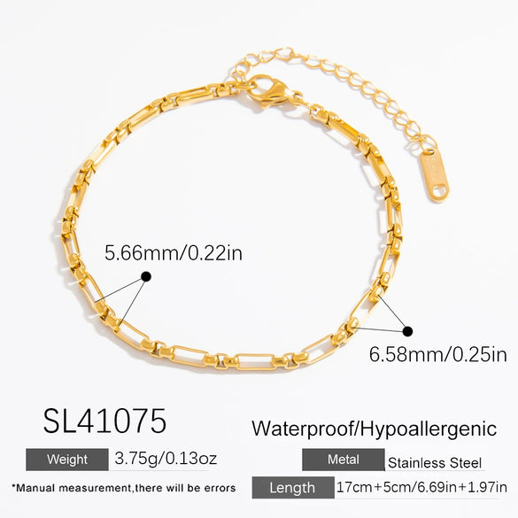 Women's Simple Geometric Stainless Steel And 18K Gold Electroplated Bracelet