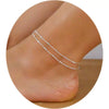 Women's Simple Geometric Stainless Steel Beaded Anklet Set Fashion Fashionable Broken Silver Style Foot Jewelry