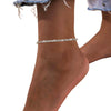 Women's Simple Geometric Stainless Steel Beaded Anklet Set Fashion Fashionable Broken Silver Style Foot Jewelry