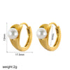 Women's Simple Geometric Stainless Steel Earrings With Inlaid Pearl And Electroplating