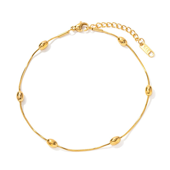 Women's Simple Geometric Style Titanium Steel Anklet With Colorful Rice Beads