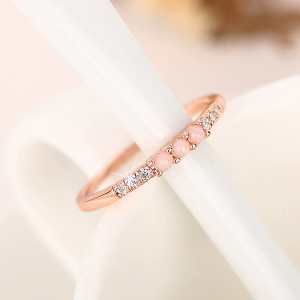 Women's Simple Geometric Tail Ring Imitation Opal Copper Zirconia Jewelry