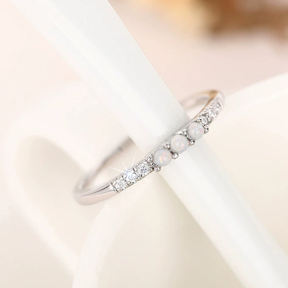 Women's Simple Geometric Tail Ring Imitation Opal Copper Zirconia Jewelry