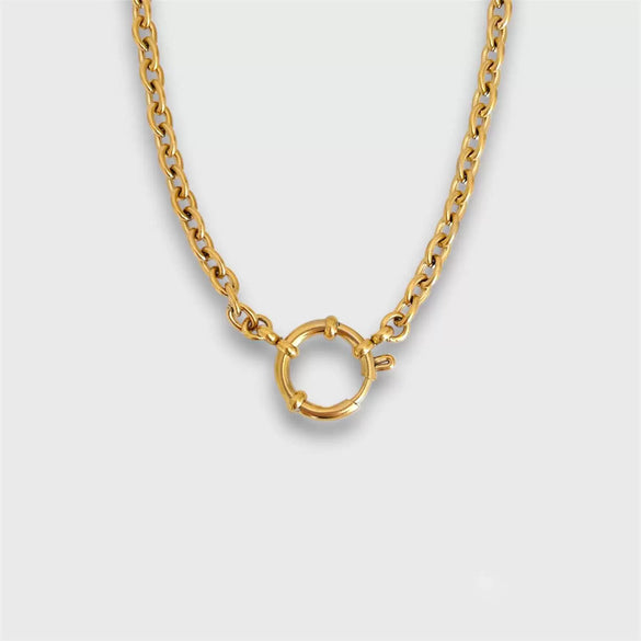 Women's Simple Geometric Titanium Steel Chain With 18K Gold Spring Buckle And Open Ring Furnace Vacuum Plated