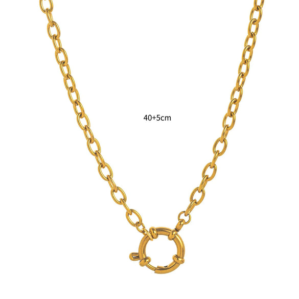 Women's Simple Geometric Titanium Steel Chain With 18K Gold Spring Buckle And Open Ring Furnace Vacuum Plated