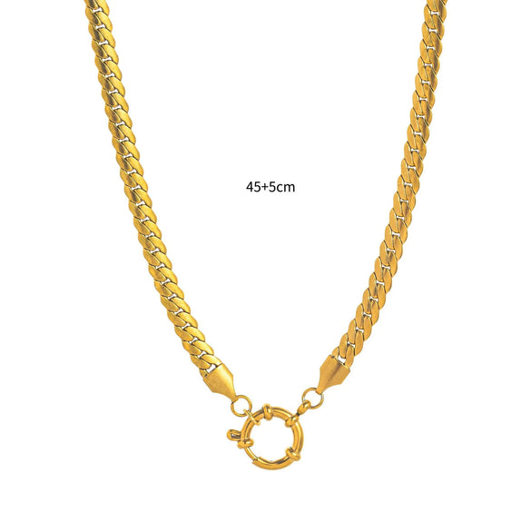 Women's Simple Geometric Titanium Steel Chain With 18K Gold Spring Buckle And Open Ring Furnace Vacuum Plated