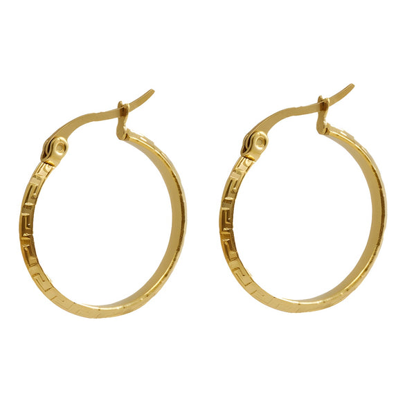 Women's Simple Geometric 316L Stainless Steel Earrings With Electroplating And Great Wall Pattern Buckle