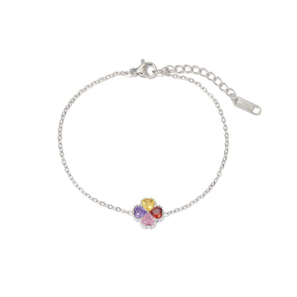Women's Simple Geometric Titanium Steel Electroplated Love Diamond Series Bracelet With Colorful Zircon