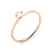 Women's Simple Geometric Stainless Steel Single Stone Ring With Four Claw Setting And Rose Gold Electroplated Finish