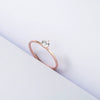 Women's Simple Geometric Stainless Steel Single Stone Ring With Four Claw Setting And Rose Gold Electroplated Finish
