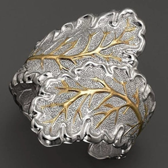 Women's Simple Geometric Two Tone Gold Plated Metal Ring With Electroplated Finish Fashion Jewelry