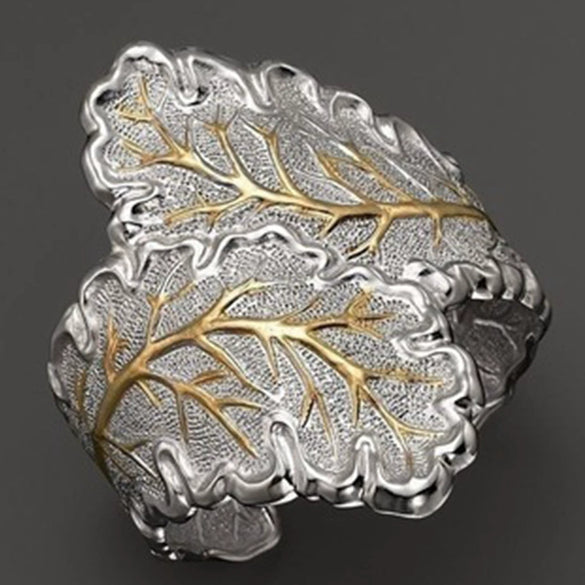 Women's Simple Geometric Two Tone Gold Plated Metal Ring With Electroplated Finish Fashion Jewelry