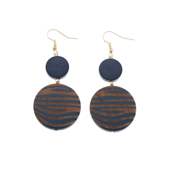 Women's Simple Geometric Wood Pendant Earrings Minimalist Combination Drop Earrings