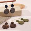 Women's Simple Geometric Wood Pendant Earrings Minimalist Combination Drop Earrings