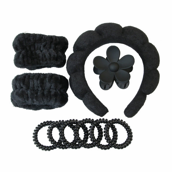 Women's Simple Handmade Mixed Material Face Washing And Hair Band Set