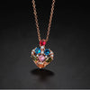 Women's Simple Heart Pendant Necklace Copper With Gold Plated Finish Crystal Zircon Love Clavicle Ball Chain Necklace