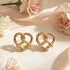 Women's Simple Heart Shaped Knot Earrings In Electroplated Alloy With Steel Ear Needles Fashion Bread Knot Design