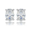 Women's Simple Heart Shaped Sterling Silver Stud Earrings With Zircon And Pearl Electroplated Bow Design