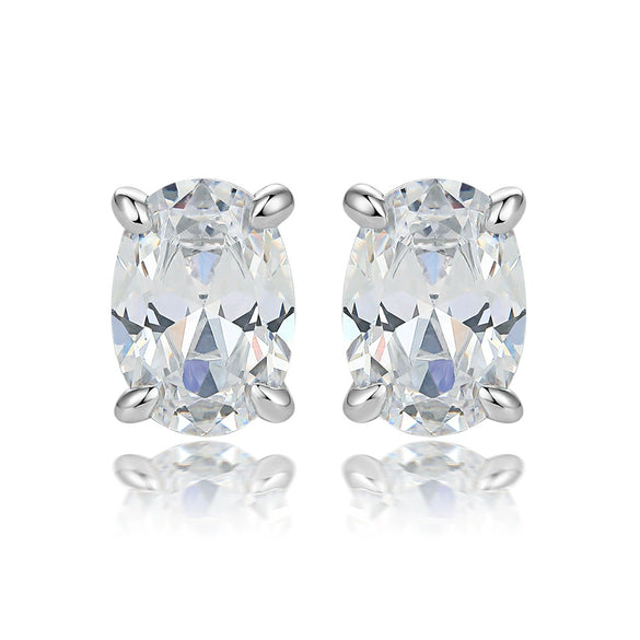 Women's Simple Heart Shaped Sterling Silver Stud Earrings With Zircon And Pearl Electroplated Bow Design