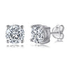 Women's Simple Heart Shaped Sterling Silver Stud Earrings With Zircon And Pearl Electroplated Bow Design
