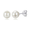 Women's Simple Heart Shaped Sterling Silver Stud Earrings With Zircon And Pearl Electroplated Bow Design