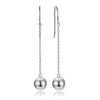 Women's Simple Heart Shaped Sterling Silver Stud Earrings With Zircon And Pearl Electroplated Bow Design