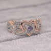 Women's Simple Heart Shaped Zircon Ring Rose Princess Style Electroplated Metal Hand Jewelry